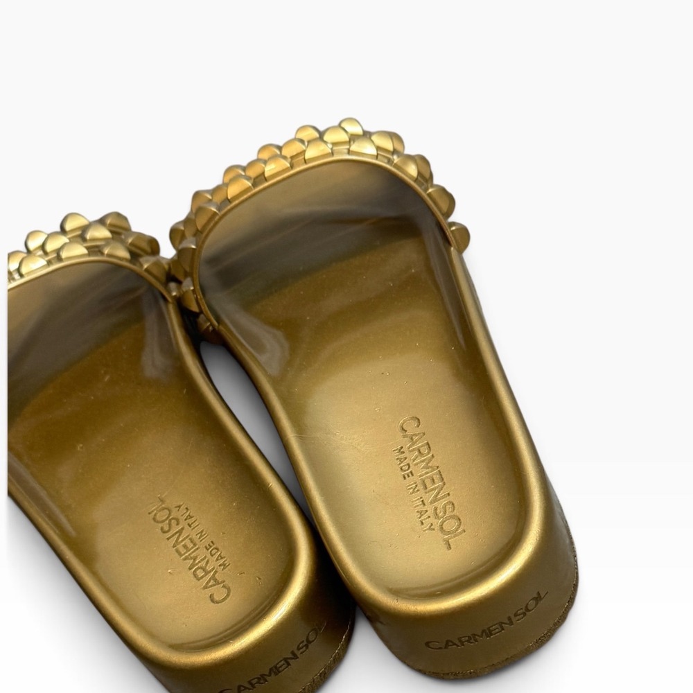 Carmen Sol Gold Studded Jelly Slide Sandals Made in Italy Women Size 9 Platform - Picture 6 of 8